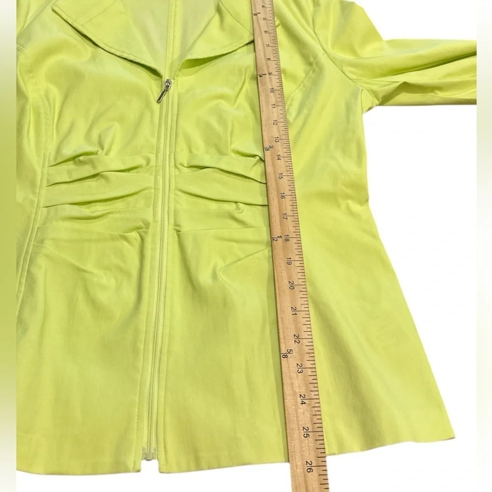 Tribal Zip Front Jacket Size 10 Lime Green  Ruched Detailing Casual